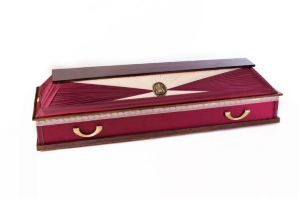 Гроб комбинированный бордовый