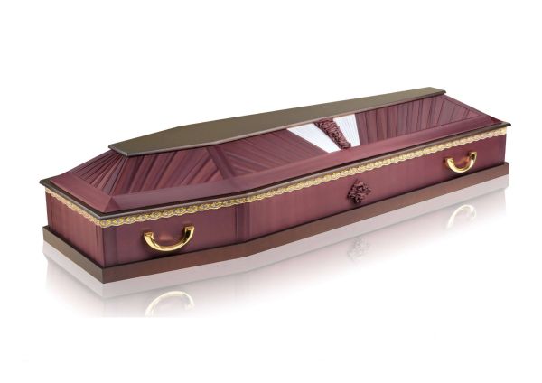 Гроб комбинированный 6 граней бордовый