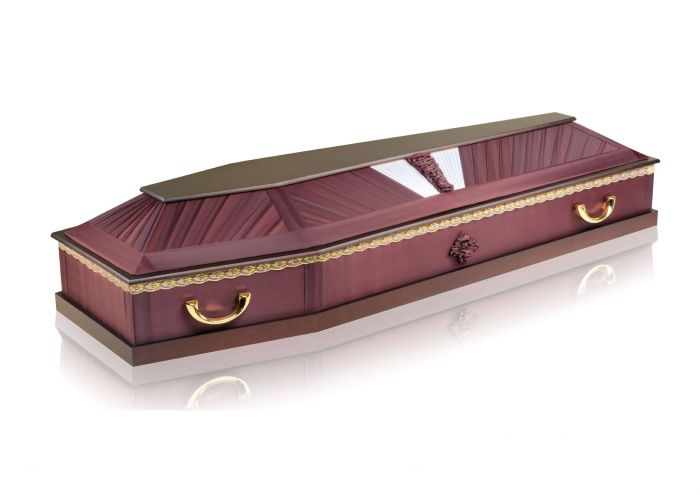 Гроб комбинированный 6 граней бордовый