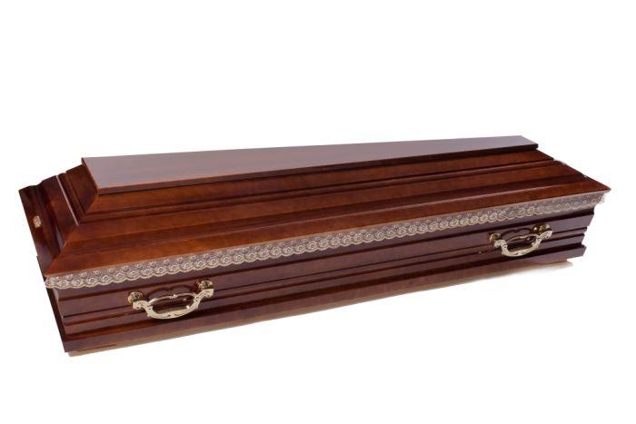 Гроб прямой деревянный лакированный орех