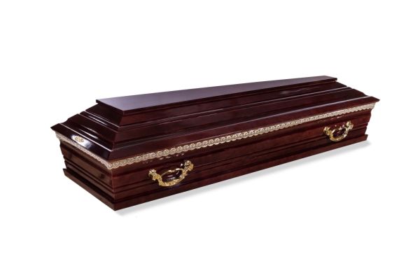Гроб прямой деревянный лакированный вишня