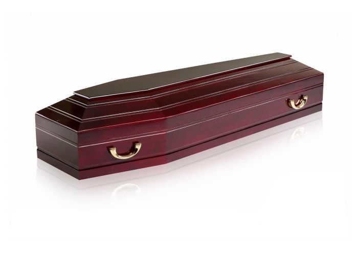 Гроб шестигранный деревянный лакированный элит венге
